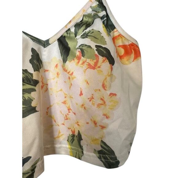 SHEIN white Multi Color Floral Cropped Stretch Tank Top Women Sz XS - Picture 3 of 6
